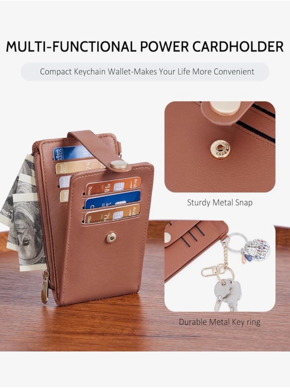 Slim Wallet for Women,Rfid Blocking Bifold Credit Card Holder with Zipper Coin - Picture 3 of 6